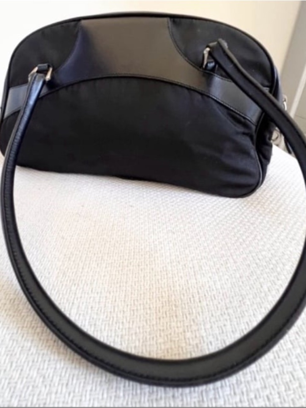 Prada Black Leather & Nylon Dome Satchel with Top Handles - Picture 6 of 10